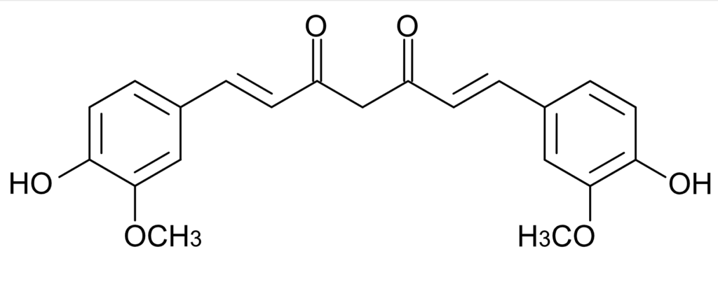 wzór chemiczny kurkuminy  w formie ketonowej 